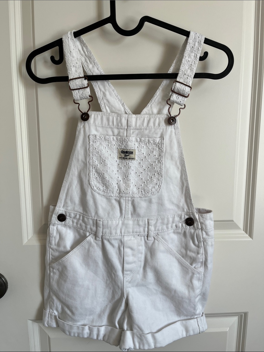 OshKosh B'gosh White Eyelet Shortall Overalls